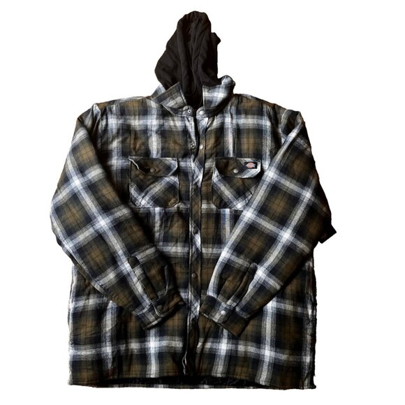 Dickies Men's Coat TJ211 Water Repellent Fleece Hooded Flannel Shirt Jacket XXL